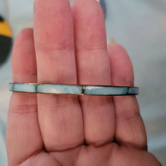 Chevron Patterned Bracelet Set in Blue and Purple - Picture 3 of 7